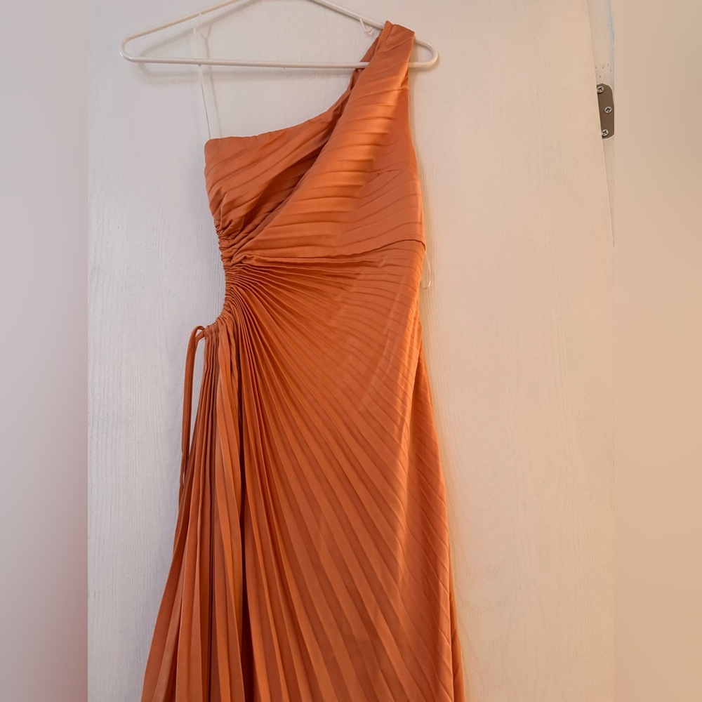 Hello Molly One-Shoulder Peach / Orange Bridesmaid Dress - Picture 7 of 8